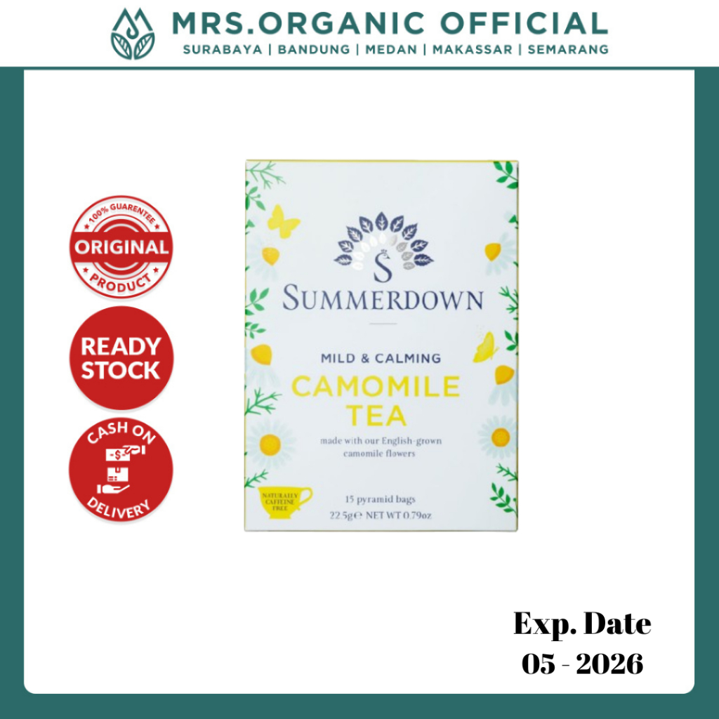 

Summerdown English Camomile Tea Isi 15 Bags - Teh Herbal Teh Inggris Camomile Premium Tanpa Kafein dan 100% Bebas Plastik Rasa Murni dan Intens