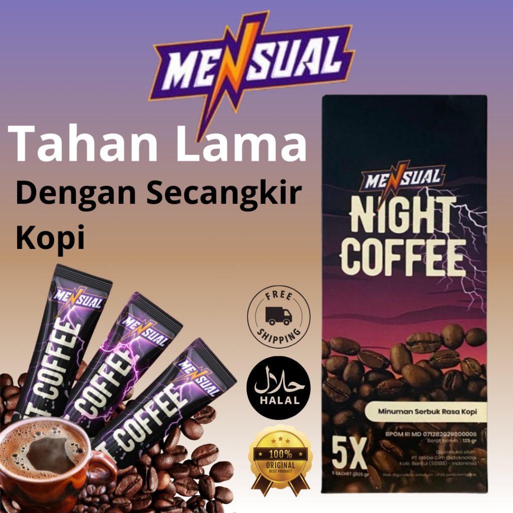 

MENSUAL Night Coffe Minuman Kopi Sta mina Pria Dewasa Kuat Tahan Lama Halal