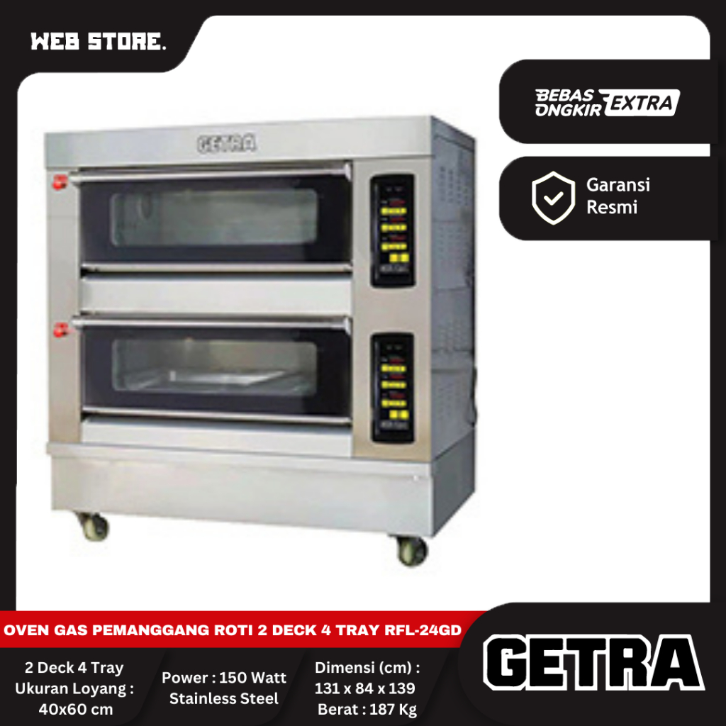 Oven Gas Pemanggang Roti Gas Baking Oven 2 Deck 4 Tray RFL-24GD Getra