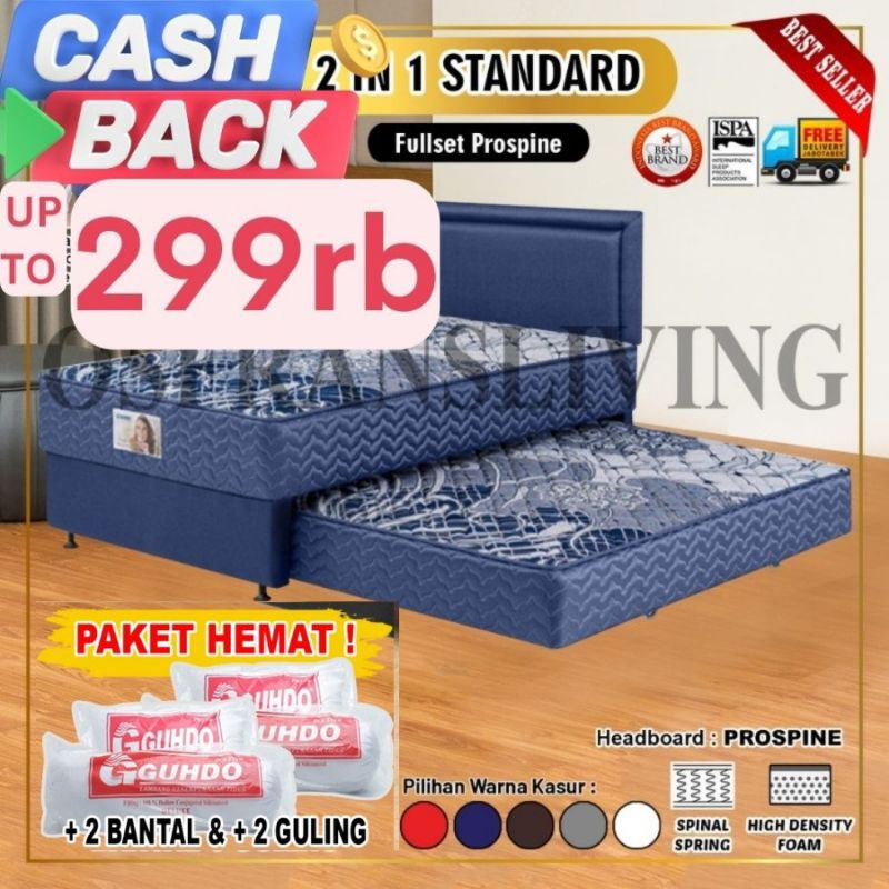 Guhdo Springbed Standard 2 In 1 - Fullset Prospine / Atlantic - Spring Bed Sorong Kasur 90x200 120X2
