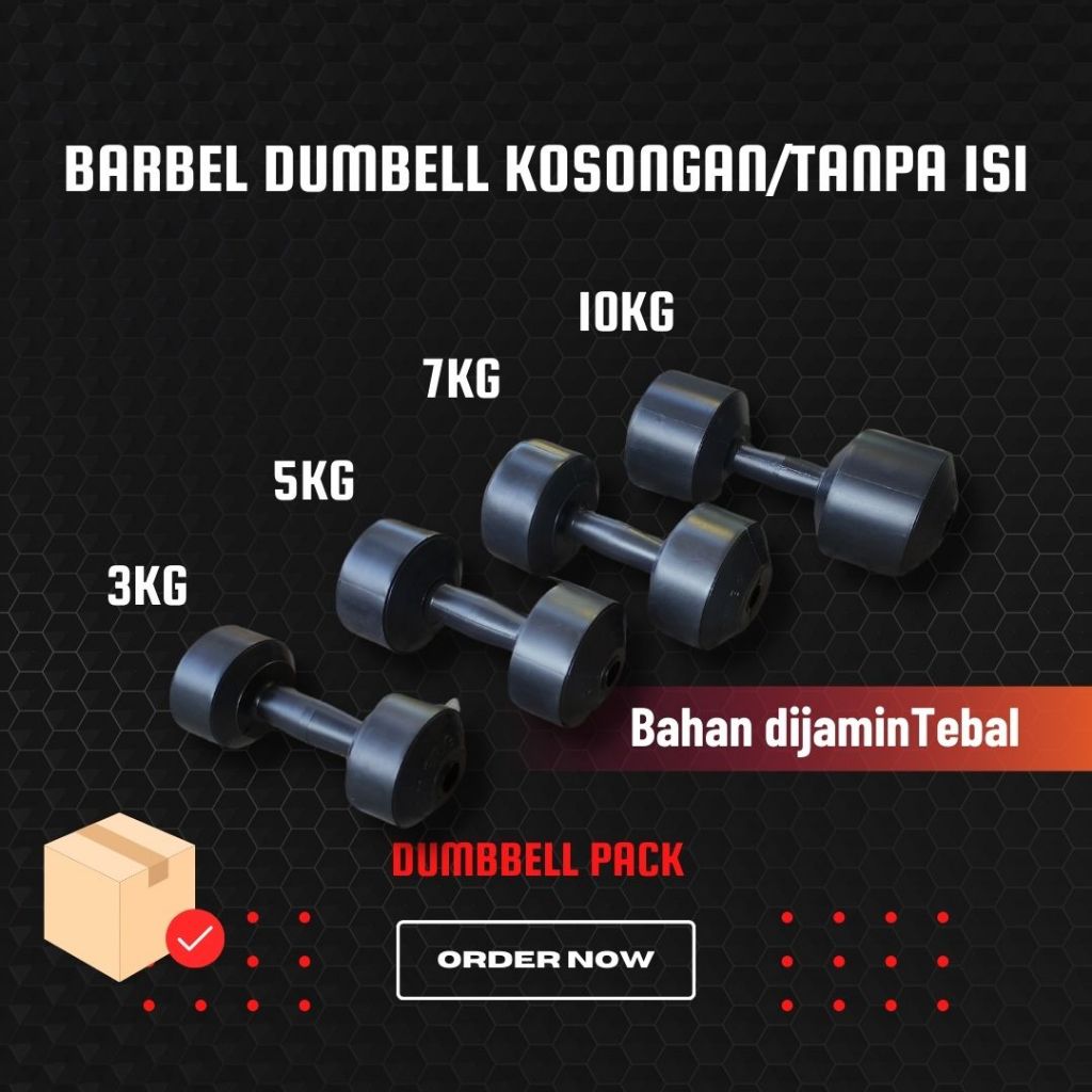 Original Barbel / Dumbbell Kosongan 3Kg 5Kg 7Kg 10Kg Tanpa Isi / Warna Tanpa Isi