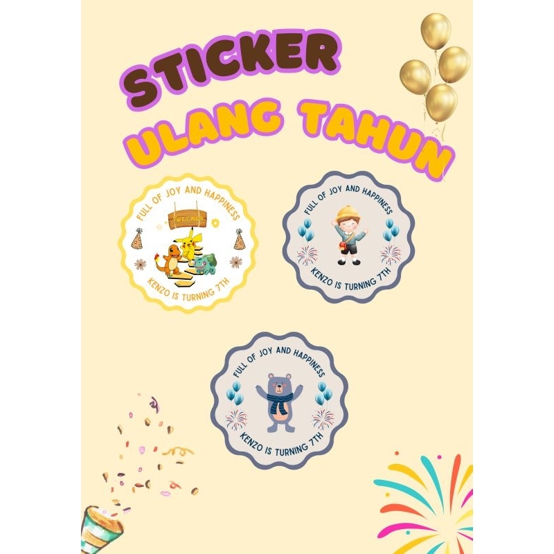 

sticker nama ulang tahun | sticker buat hampers | sticker waterproof