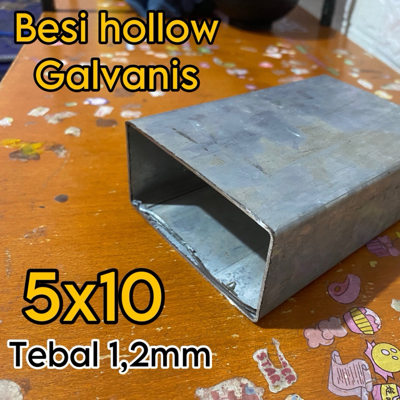 Besi hollow galvanis 5x10 , ketebalan 1,2 mm . besi holo kotak ukuran mulai dari 110cm sampai 200cm