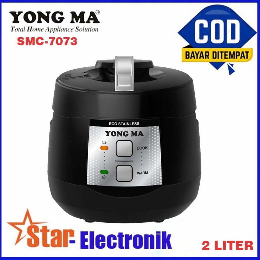 Yongma SMC 7073 Rice Cooker 2 Liter Stainless Steel Hitam - Magic Com