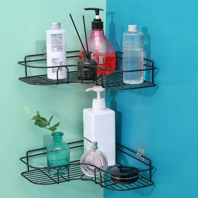 Paling Terkini Rak Sudut Gantung Serbaguna TANPA BOR Rak Siku Besi RAK BUMBU Kosmetik RAK Sabun Temp