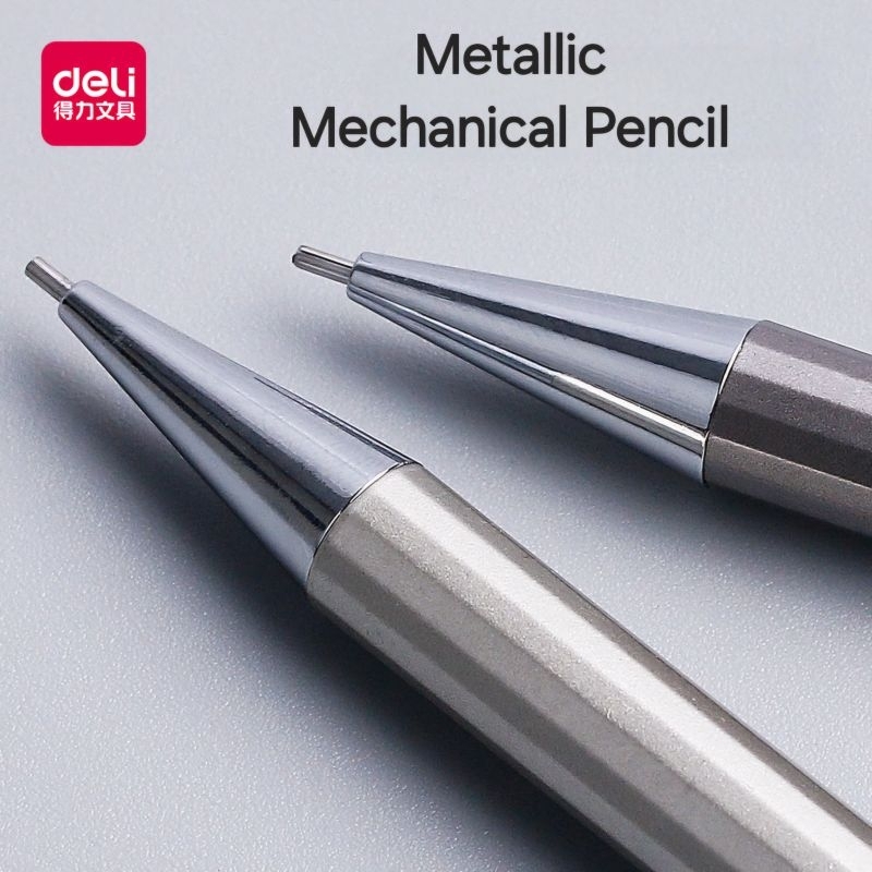 Deli metalik mechanical pencil pensil mekanik 2B