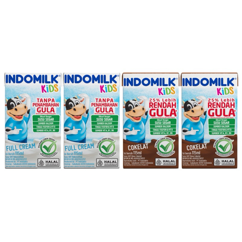 

INDOMILK Kids Susu UHT Full Cream Tanpa Tambahan Gula 4 x 115 ml