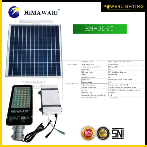 Himawari HM - JD60 Lampu Jalan PJU LED Tenaga Surya/Solar Cell Panel 60W