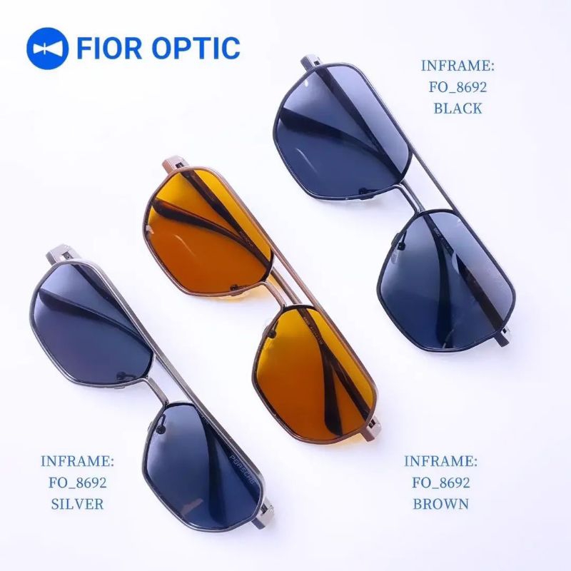 Fior Optic - Sunglasses Kacamata Hitam 8692  Laki-laki Perempuan (Bisa ganti Lensa Anti Radiasi / An