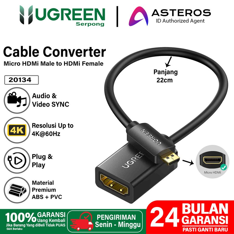 Kabel Micro HDMI ,Micro Usb To HDMI UGREEN Support HD 4K / Mini HDMI