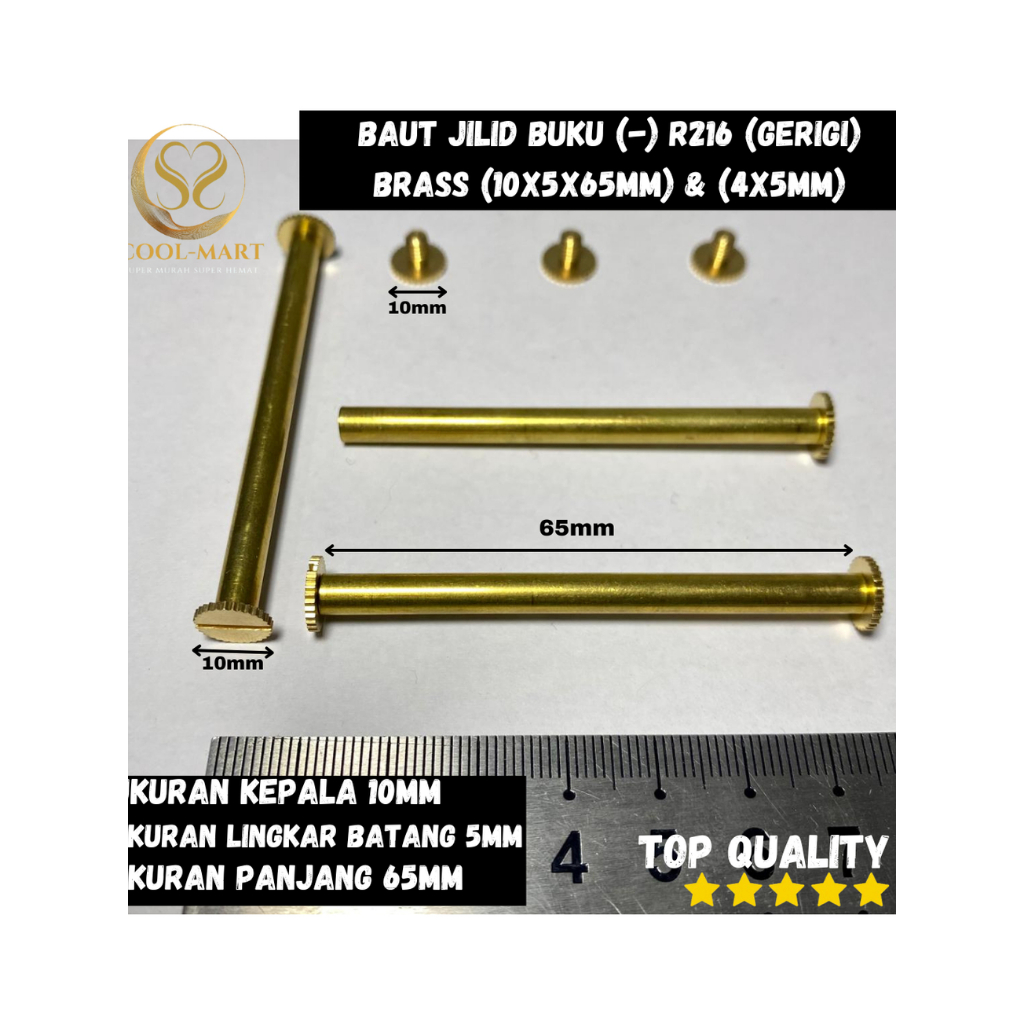 

BAUT JILID BUKU (-) R216 (GERIGI) BRASS (10X5X65MM) & (4X5MM) Rp11.400