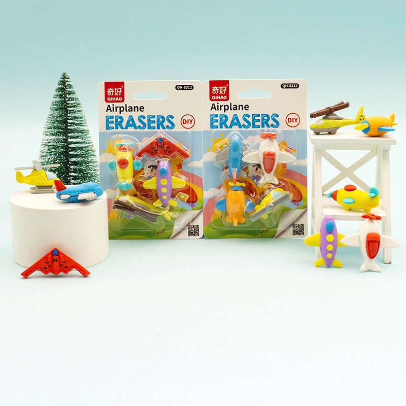 

8312 Penghapus set karakter motif Pesawat helikopter Jet sensory play DIY