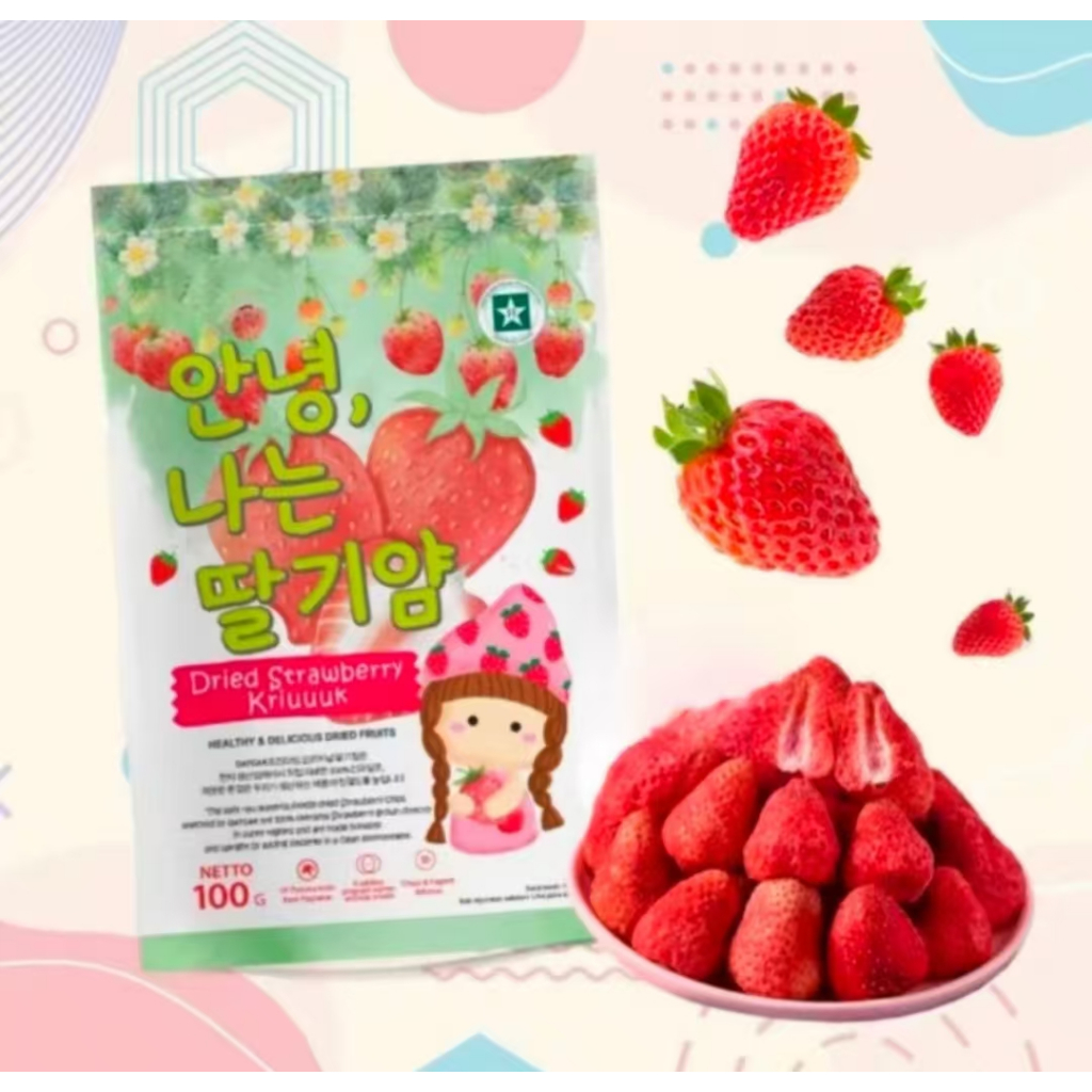 

FREEZE DRIED STRAWBERRY | BUAH KERING RASA STRAWBERRY | CRISPY SWEET KRIUKK IMPORT VIRAL 100GR