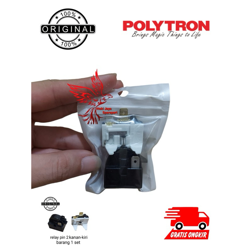 1 SET RELAY PTC KAKI 2 + OVERLOAD KULKAS POLYTRON ORIGINAL 1 PINTU / 2 PINTU