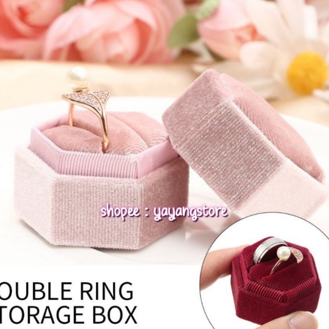 Bonus Ring Box Veet Elegan  Kotak Box Cincin Beludru Mewah Couple Pasangan Lamaran Nikah Tunangan Ka