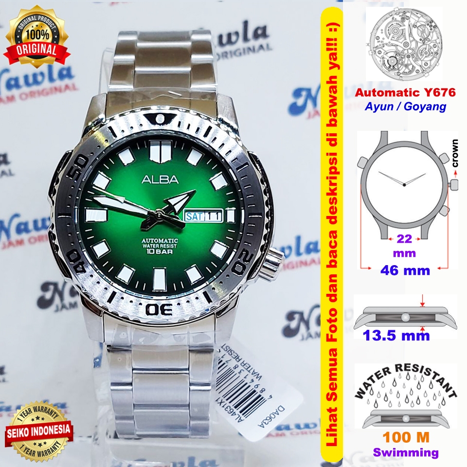 Alba Automatic AL4631X1 Tokyo Green Diving - Jam Tangan Pria AL4631