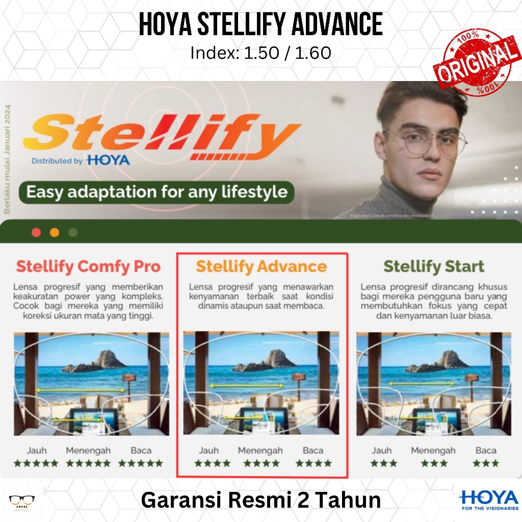Lensa Kacamata Progresif Hoya Stellify Advance Original Japan