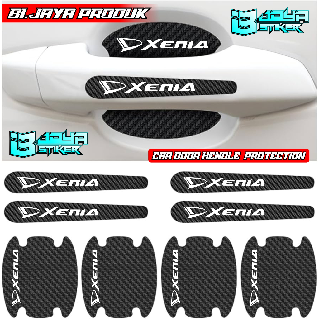 8 PCS Sticker Carbon 3D Pelindung Gagang Pintu Mobil XENIA Sticker Carbon Pengaman Handle Pintu Mobi
