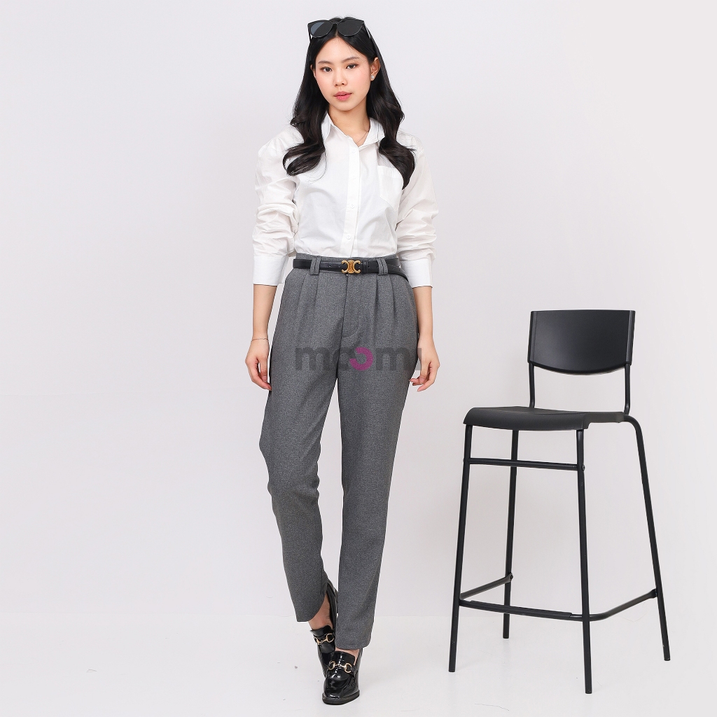 MOOMI - CELANA BAHAN KERJA WANITA PINGGANG KARET BELAKANG CELANA KANTOR WANITA STRETCH PREMIUM