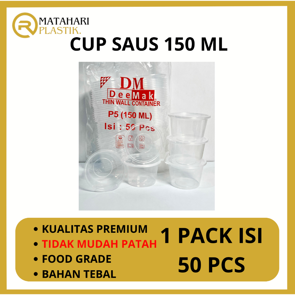 RMP - CUP TEMPAT SAMBEL SAUCE PUDDING MAKANAN ISI 50 PCS UK 150ML - TEMPAT SAOS KOTAK THINWALL - CON