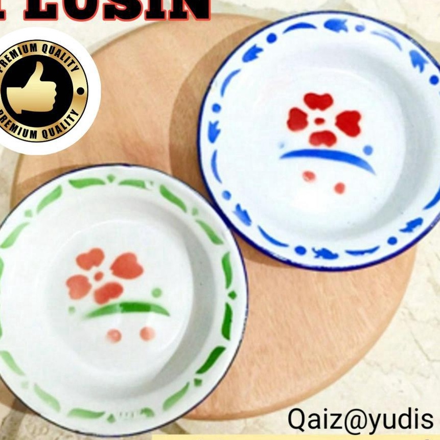 KF7 Piring Seng 1 LUSIN Tebal 22 CM  Piring Enamel  Piring Madura  Piring Jadul blirik
