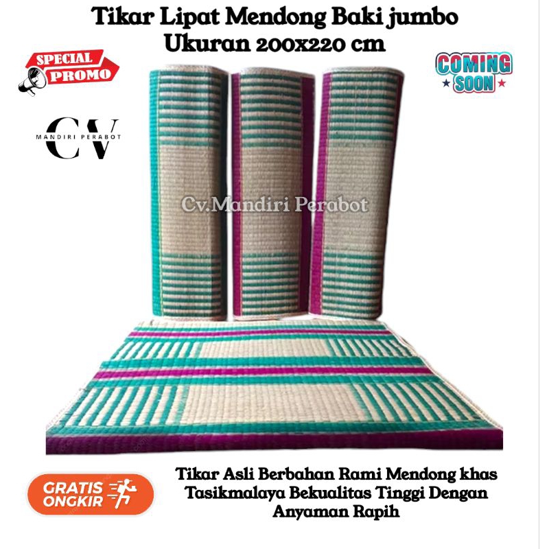 Tikar lipat Mendong Baki jumbo 200x220 cm tikar tenun mendong tradisional tebal