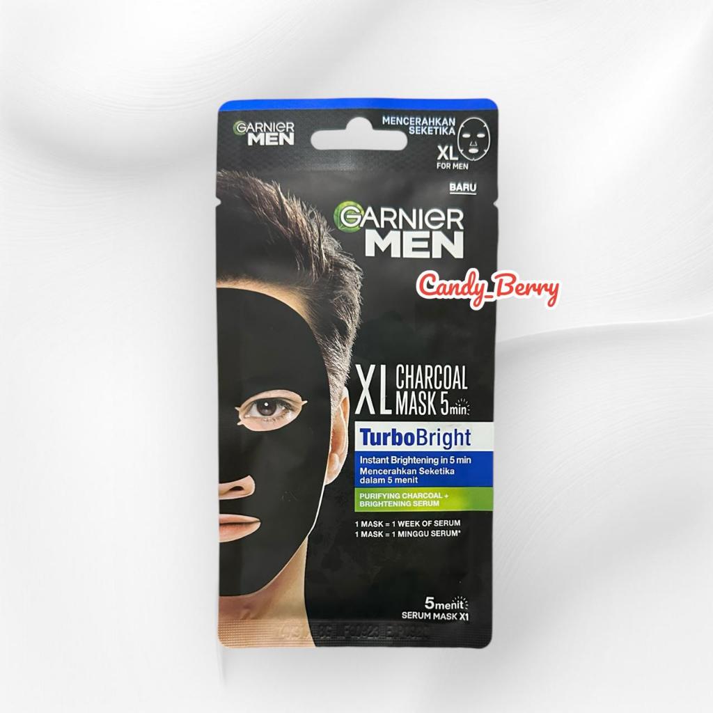 GARNIER MEN Turbo Bright Charcoal Mask / Masker Wajah Pria Garnier Men