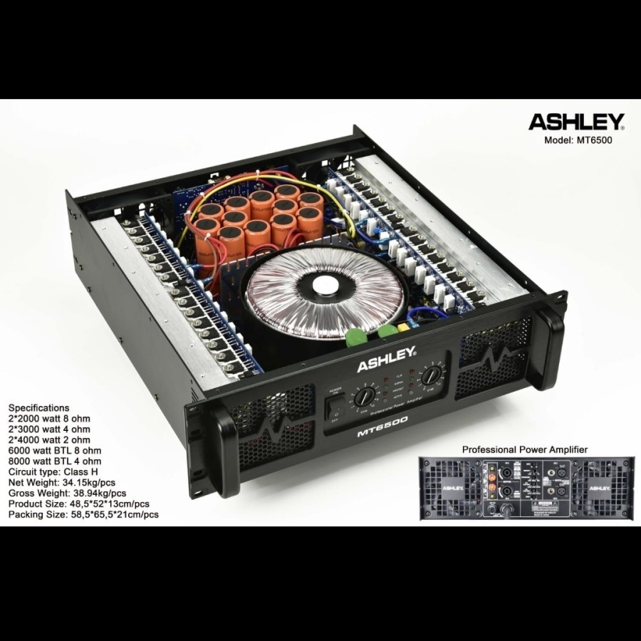 power amplifier ashley MT6500 new