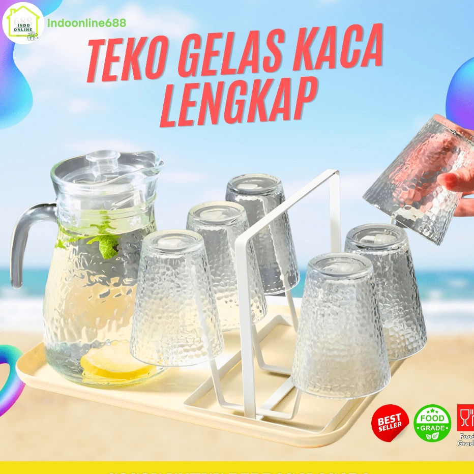 KI3 TEAPOT BENING TEKO DAN GELAS SET 5 IN 1 GELAS AIR MINUM KACA TEAPOT SET