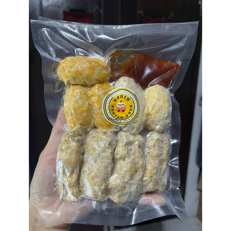 

(Isi 9 Pcs) Mix UdangKeju/AyamKeju/LumpiaUdang/LumpiaKulitTahu/SiomayAyamHalalPremiumNonMSG
