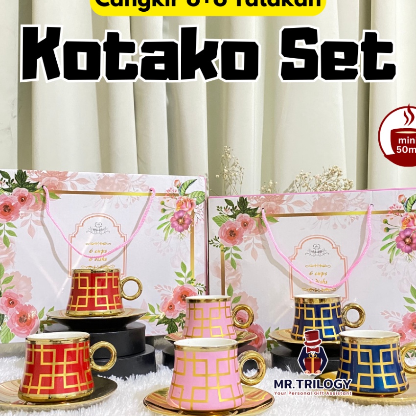 Pilihan Kado Pernikahan Cangkir Set Keramik KOTAKO Souvenir Wedding Tea Set Hampers Gelas Espresso M