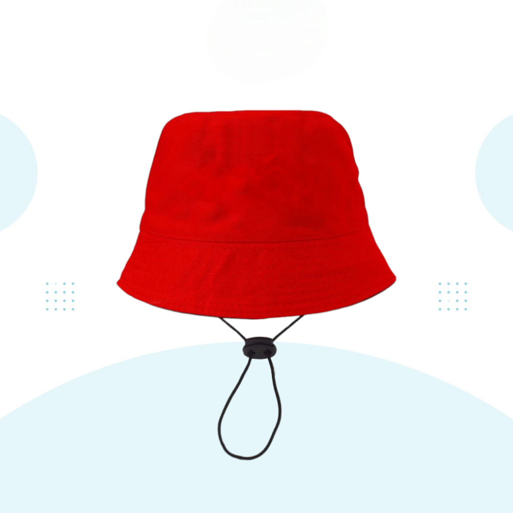 TOPI BUCKET ANAK TOPI BUCKET TALI ANAK MERAH POLOS