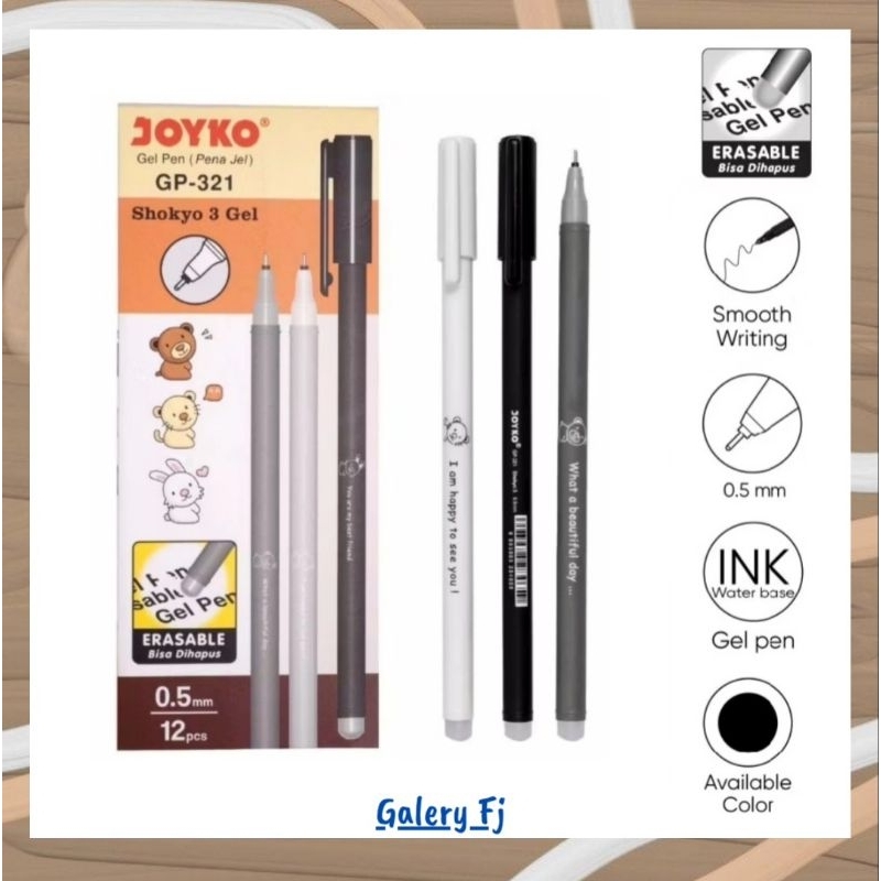 

ERASABLE GEL PEN/PENA JOYKO/PULPEN BISA DIHAPUS TINTA HITAM SATUAN