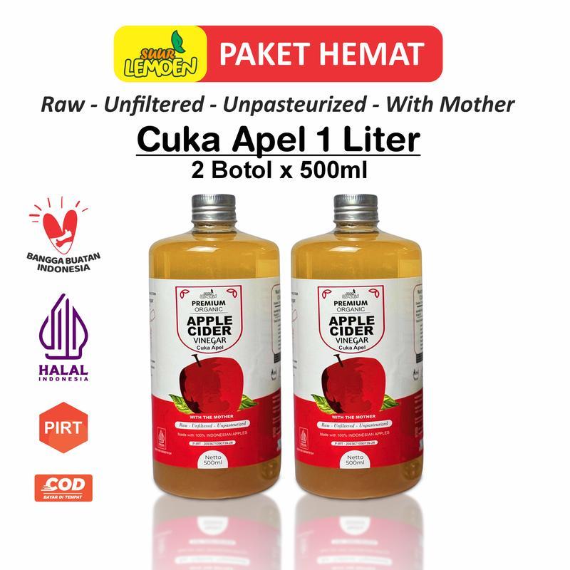 

PROMO Paket Hemat Cuka Apel Organik 1 Liter Apple Cider Vinegar Premium With The Mother - 2 X 500ML