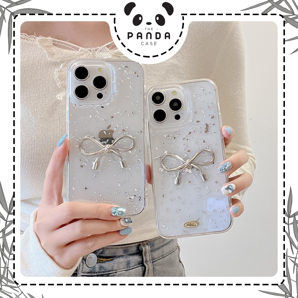 [TPC] NEW!!! COQUETTE RIBBON GLITTER CLEAR CASE 3D FOR IPHONE X XR XS MAX 11 12 13 14 15 PRO PLUS PR