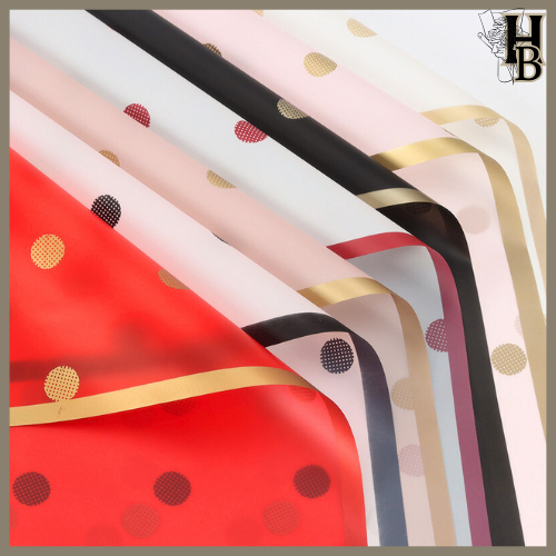 

Flower Wrapping Paper Cellophane Polkadot LINE Kertas Bouquet Ecer 6030
