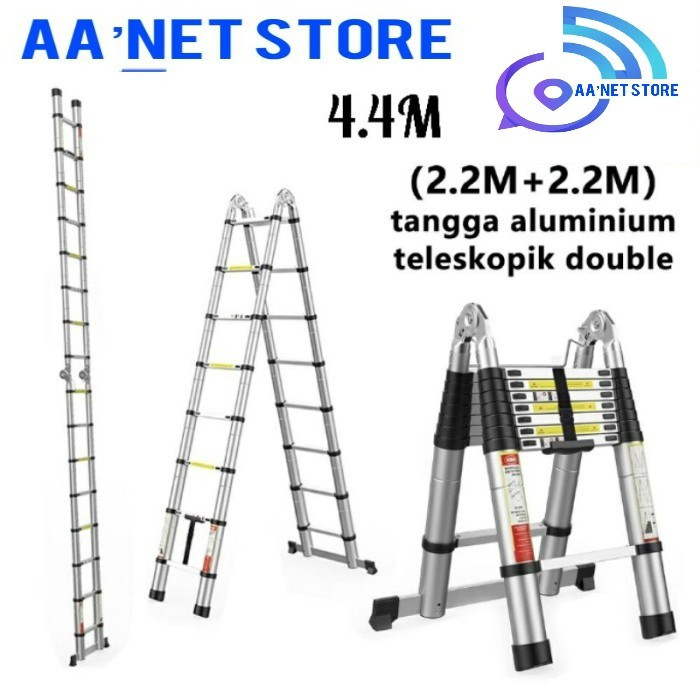 Tangga Double Teleskopik 2.2+2.2 4.4 M Teleskopic 4.4m Double Tengga(Tangga Teleskopik)