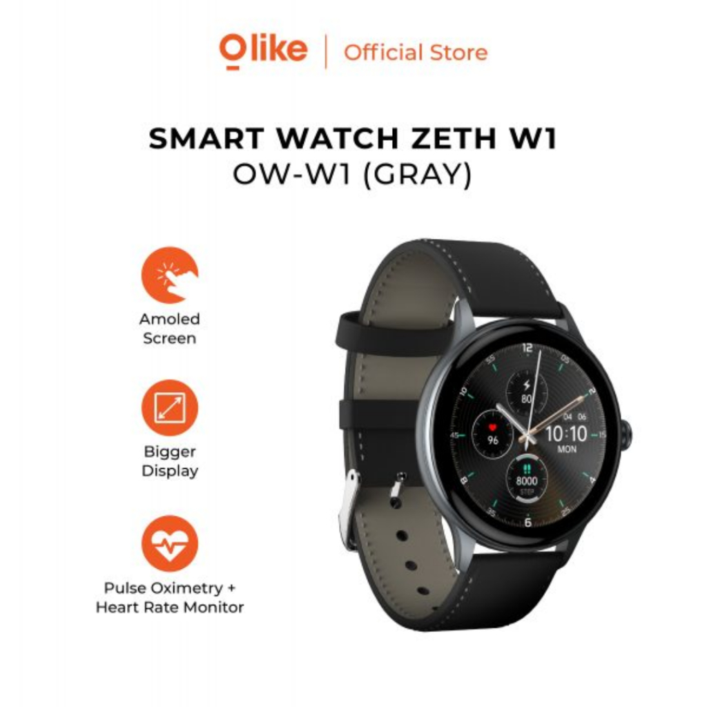 JAM TANGAN SMARTWATCH OLIKE W1 ZETH GRAY RUBBER STRAP