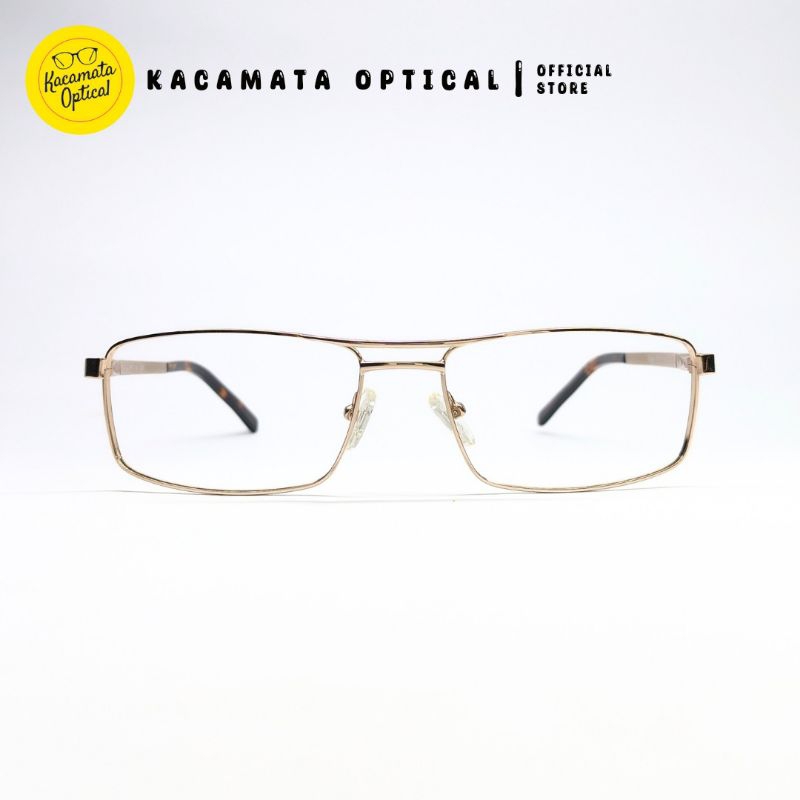 KACAMATA OPTICAL - Frame KMOTKGold Kotak Gold Besi Plastik