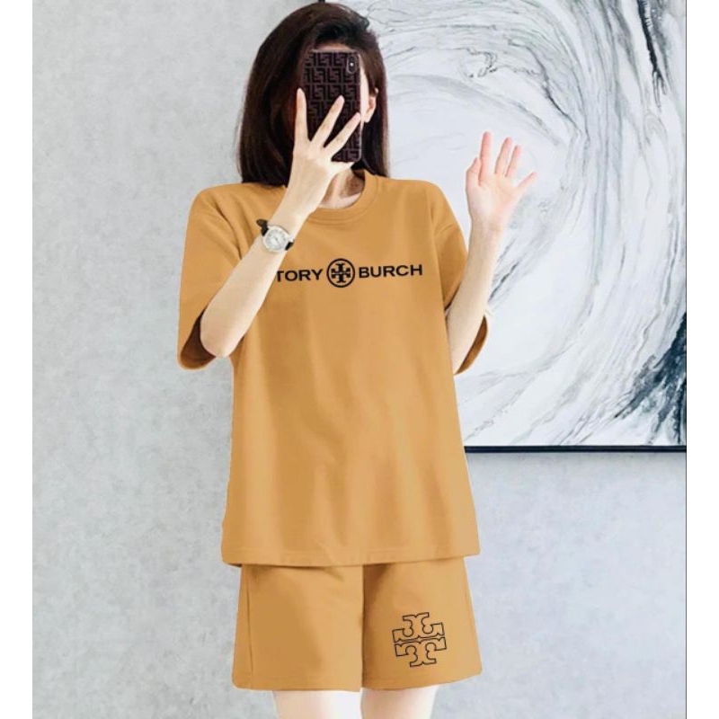 setelan wanita kekinian celana pendek/ setelan baju kaos wanita/ baju kaos