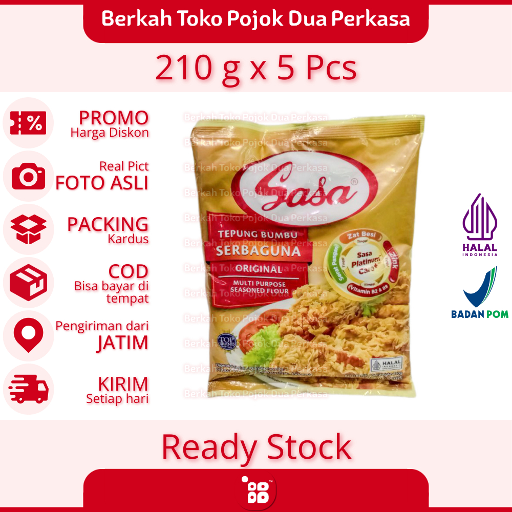 

Sasa Tepung Bumbu Serba Guna Lebih Krispi Lebih Berbumbu 210 g Paket Hemat 5 Pcs [JATIM]