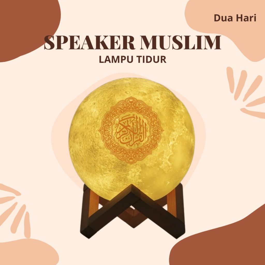 Speaker Al Quran Murottal 30 Juz Lampu LED Bluetooth Portable Bentuk Bulan