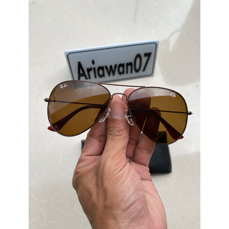 kacamata Ray-Ban aviator 62 frame coklat kaca coklat