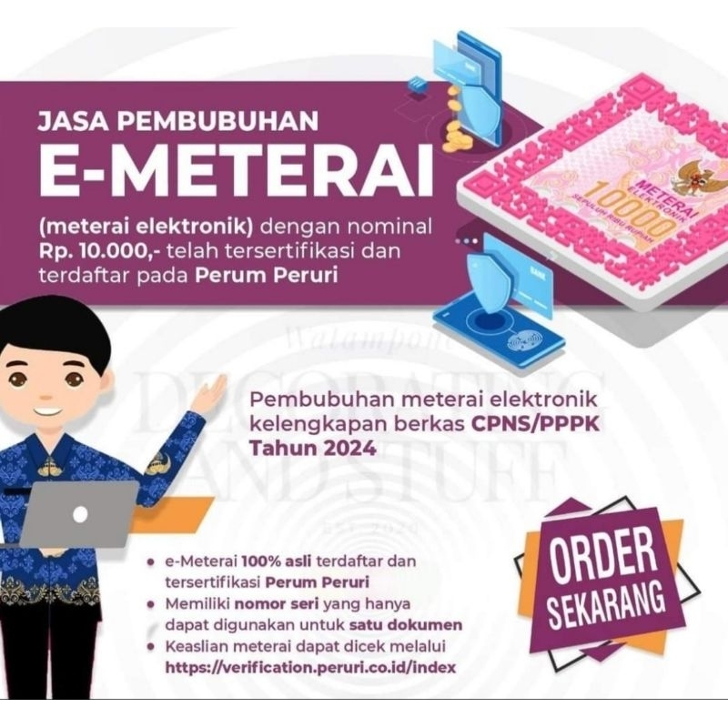 

Jasa Pembubuhan E-materai