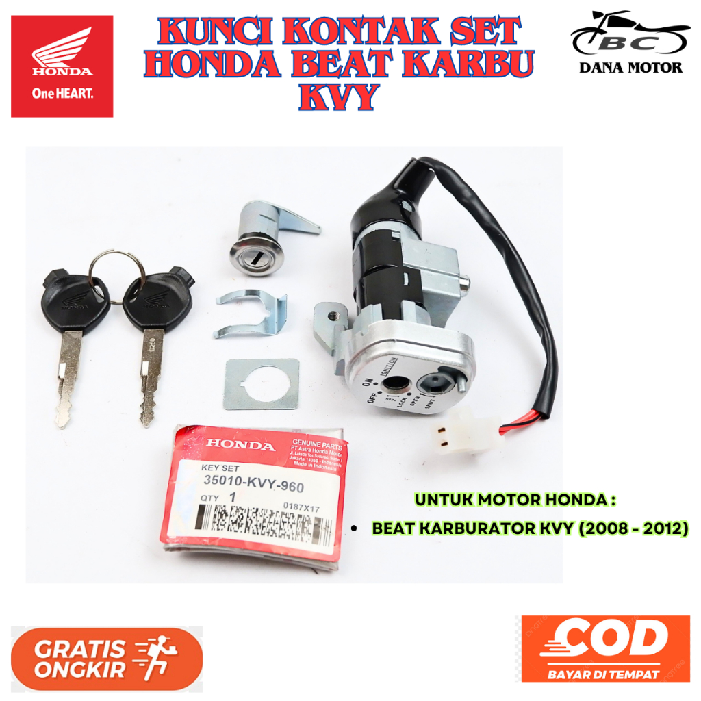 Kunci Kontak Ori Beat / Kunci Kontak Honda Beat Karbu Origial Premium - 35010-KVY-960