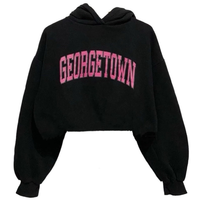 SWEATER HOODIE CROP FLEECE GEORGETOWN WANITA