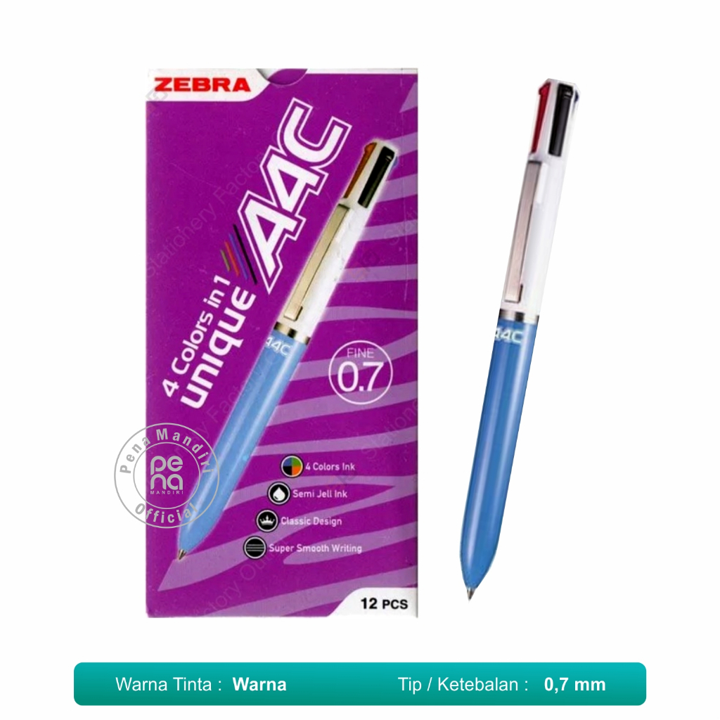 

[1 PCS] Pen Zebra 4 Warna A4C Pulpen 4 Warna Zebra a4c - Pulpen 4 in 1