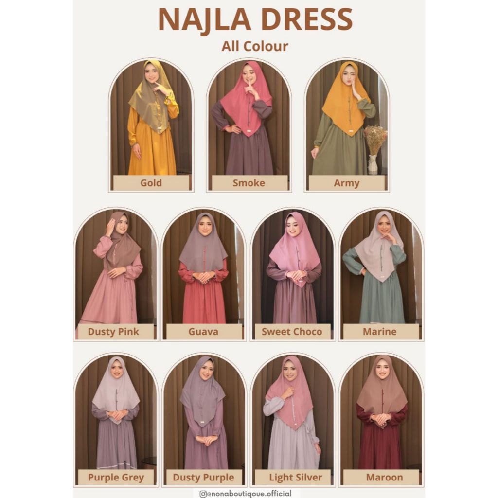 NAJLA DRESS/NAJLA DRESS BY NONA BOUTIQUE/DRESS SET/GAMIS DEWASA