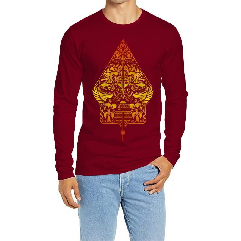 KAOS DISTRO KAOS ATASAN T-SHIRT COWOK LENGAN PANJANG JUMBO GAMBAR WAYANG DAUN MOTIF DTF