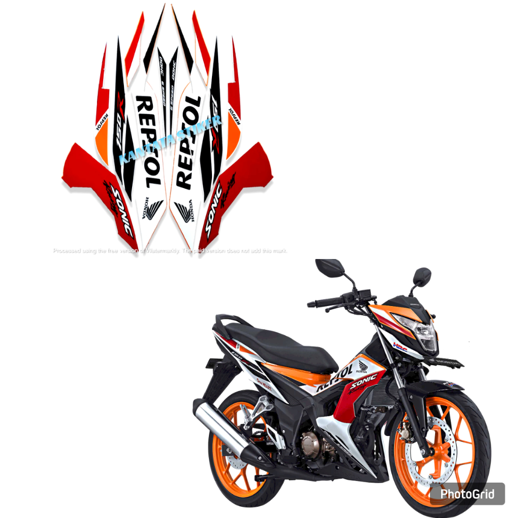 Stiker Striping Motor Honda Sonic 150r 2015 Repsol Putih Orange